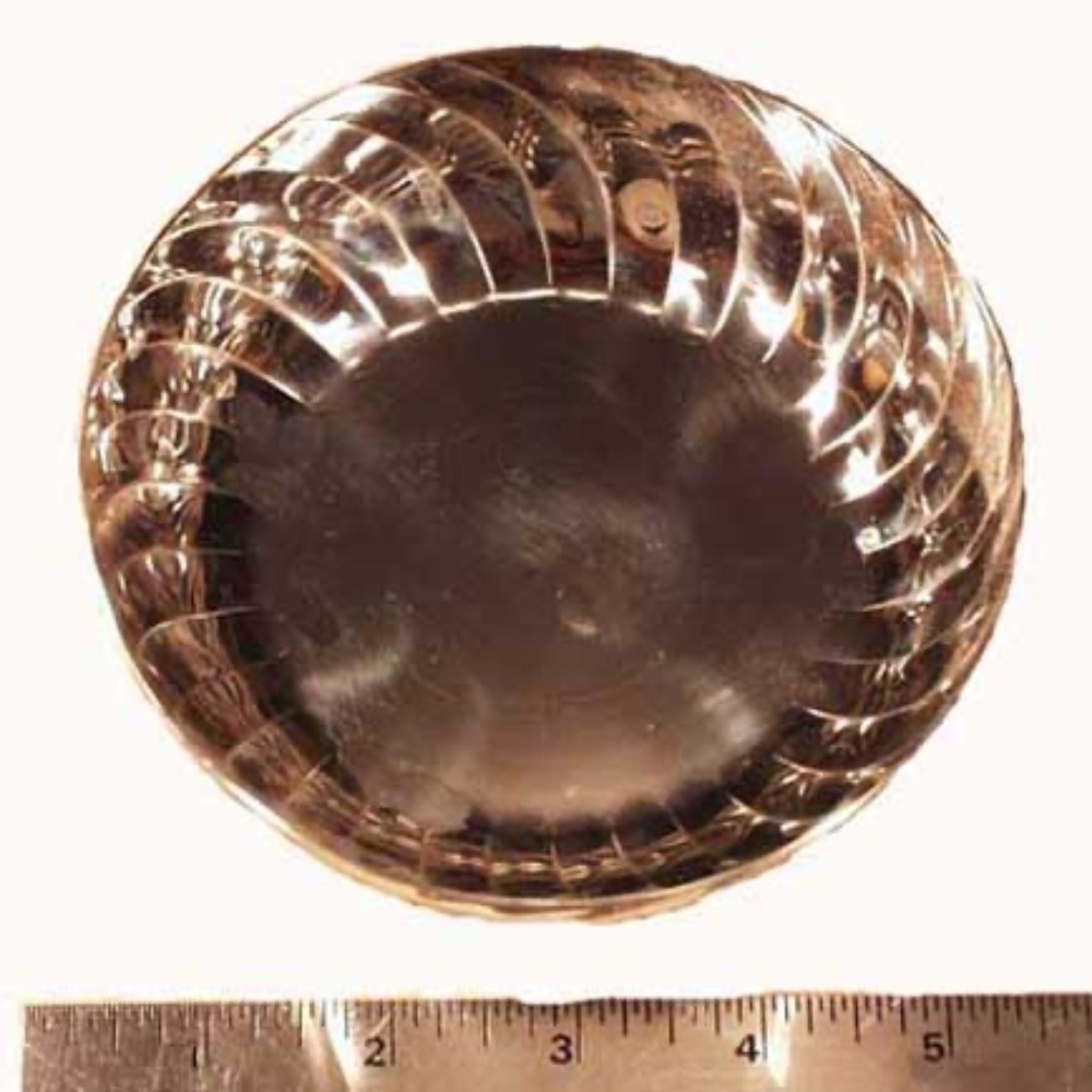 JAPANESE SILVER PLATE BOWL, by YAMAZAKI, 5 in. DIA. x 1 1/2 in. HIGH, NICE SWIRL
